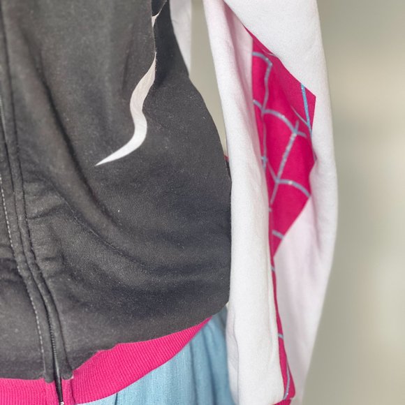 Marvel Spider-Man Gwen Ghost Spider Fleece Zip Up Hoodie - Junior 14/16 Women XS - Picture 5 of 7